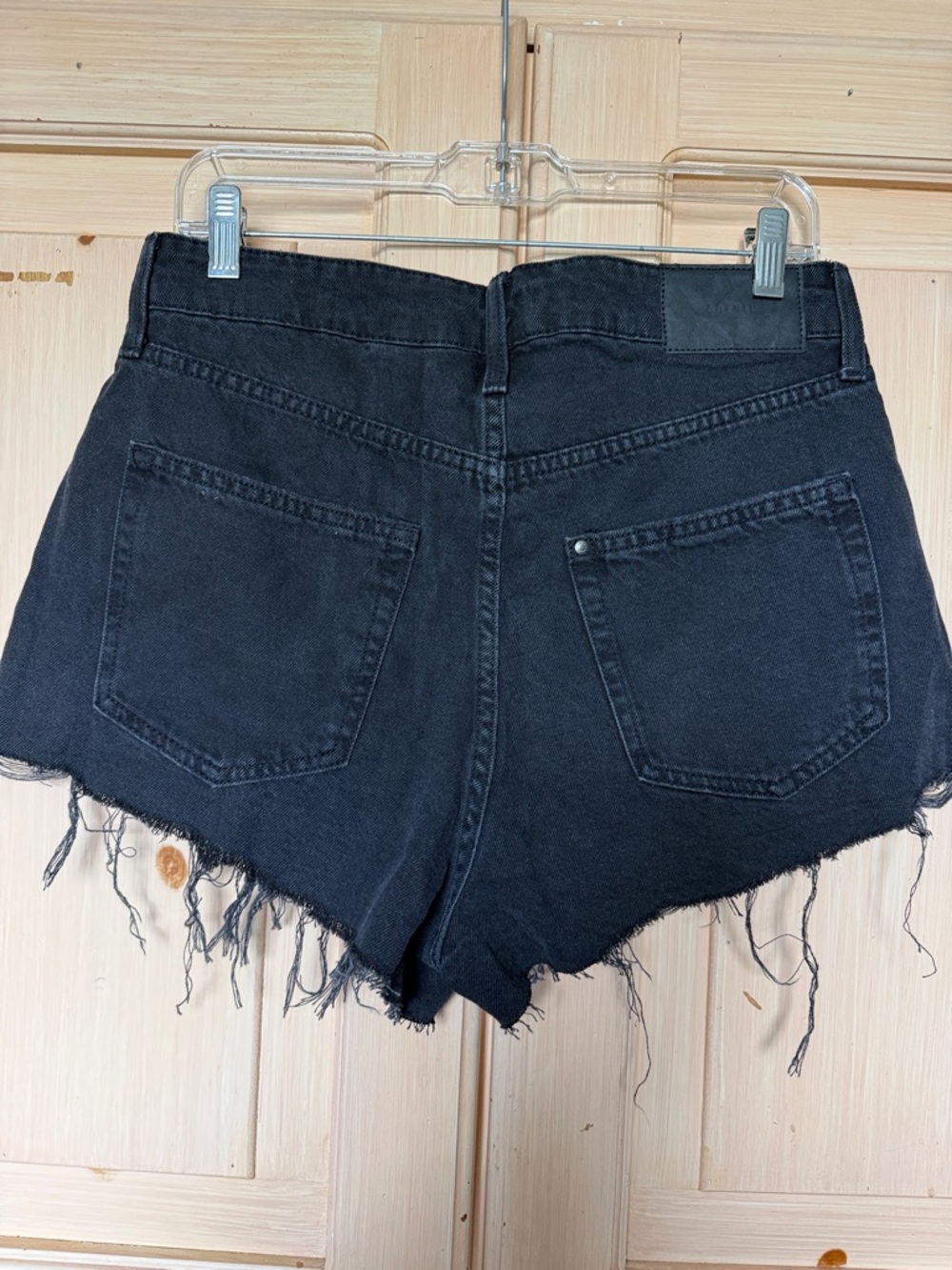 Classic Black Frayed Denim Jean Shorts for Women - Picture 2 of 7